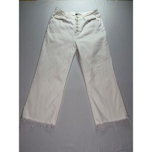 Judy Blue White‎ Wide Leg Crop Button Fly Cropped Raw Hem Jeans Women 11/30